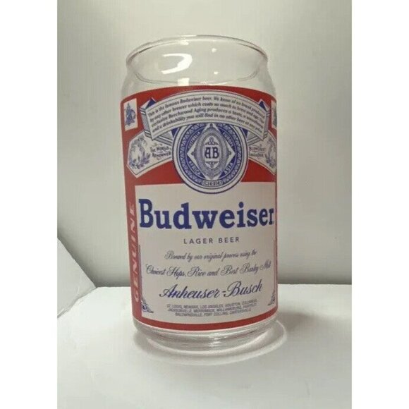 Vintage Anheuser Busch Budweiser Lager Beer Logo Glass Cup 5 inch Faded Appliqué - Picture 2 of 10